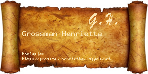 Grossman Henrietta névjegykártya